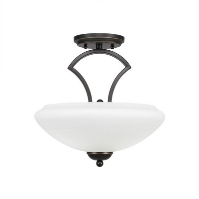 Toltec Lighting Zilo 2 - Light Flush Mount in  Dark Granite with 14" Zilo White Linen  Shade