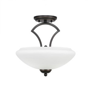 Toltec Lighting Zilo 2 - Light Flush Mount in  Dark Granite with 14" Zilo White Linen  Shade - 1 of 1