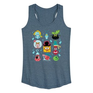 Women's - Spongebob Squarepants - Spongebob: The Search For Squarepants Grid Graphic Racerback Tank - 1 of 4
