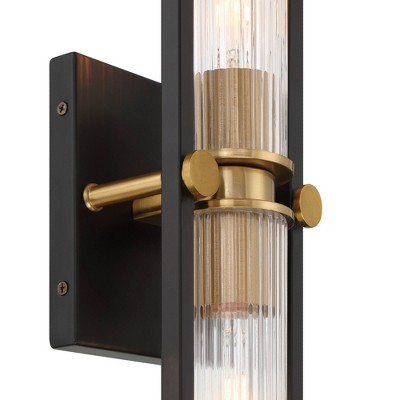 Black and Brass 34" Glass Shade Wall Sconce