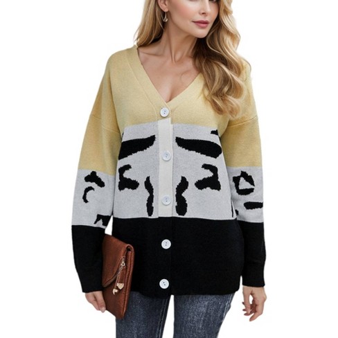 Amaryllis Women's Oversized Plaid Button-Up Cardigan Casual Front Open Layering Piece with Front Pockets - image 1 of 4