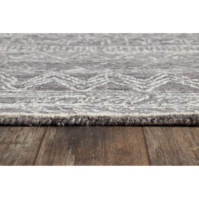 Gray Geometric Hand-Hooked Wool 8' x 10' Area Rug