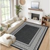 Modern Solid Area Rug Washable Living Room Rugs with Non Slip Backing Bordered Throw Carpet Foldable Neutral Floor Rugs - 3 of 4