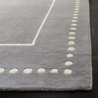 Hand-Tufted Silver and Ivory Wool 5' Square Area Rug