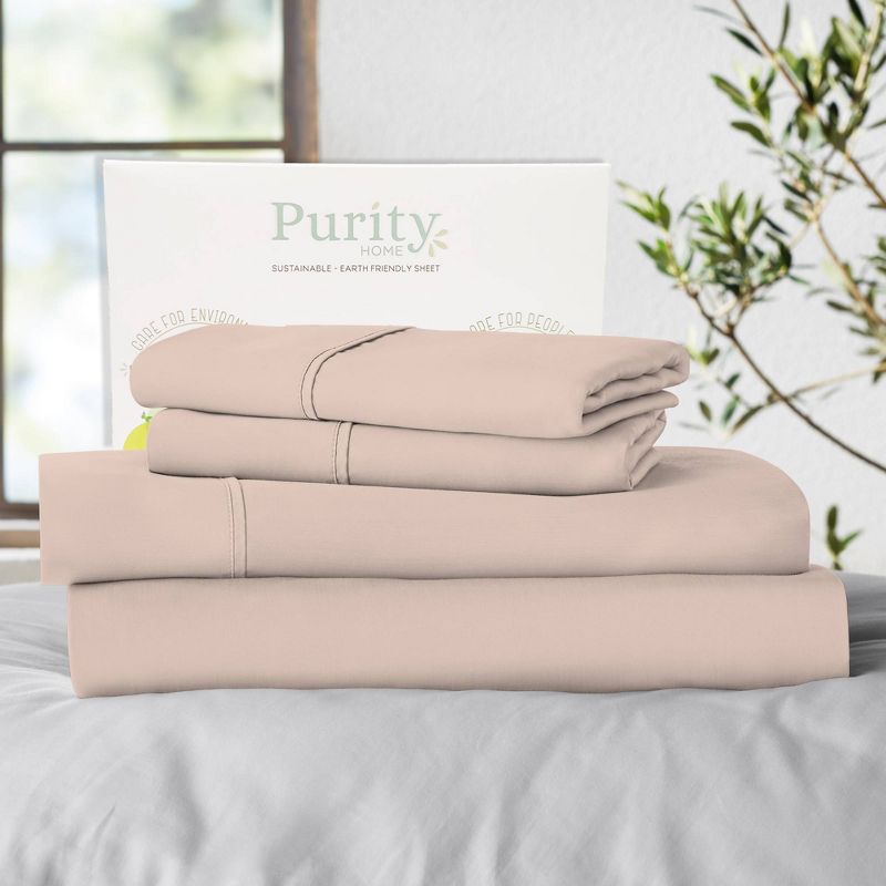 400 Thread Count Ultimate Percale Cotton Solid Sheet Set - Purity Home, 5 of 11