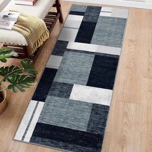 Acekool Washable Runner Rug 2x6: Non-Slip Low Pile Geometric Rug for Hallway, Kitchen, Laundry – Ash Gray, Machine Safe - 1 of 4