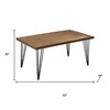 HomeRoots 63" Brown and Black Wood And Metal Dining Table - 3 of 4