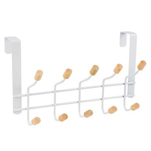 Home Mart Goods Heavy Duty White Over The Door Hanger Hanging Rack 5 Hooks Organizer - 1 of 4