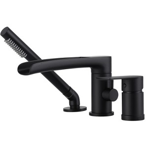 WOWOW Single-Handle Deck-Mount Roman Tub Faucet with Hand Shower in Brushed Nickel - 1 of 4