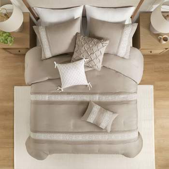 7pc Arliss Lace Trim Comforter Set with Throw Pillows - Madison Park