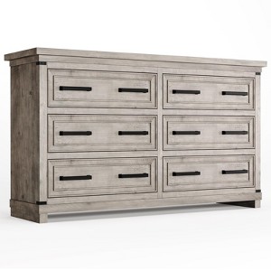 Farmhouse 6 Drawer Dresser for Bedroom, Rustic Wood Chest of Drawers, Large Storage Organizer for Closet, Living Room, Hallway - 1 of 4
