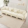 Modern Boucle 4-Seater Sectional Sofa, Sculptural Style Couch with Armrests and Cylindrical Legs, Fabric Couch with Plush Cushion-Coolbibila - 3 of 4
