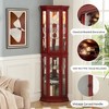 69.5"H Glass and Wood Lighted Corner Curio Display Cabinet with Tempered Glass Door, Adjustable Shelves and Beaded Decorative Top - 4 of 4