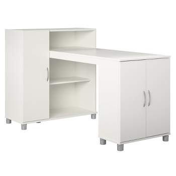 RealRooms Basin Hobby and Craft Desk with Open Shelving and Storage Cabinet