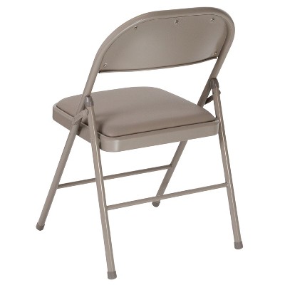 Hercules Series Double Braced Gray Vinyl Metal Folding Chair - 4 Pack