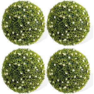 Acekool  Artificial Topiary Balls with Flowers, Large Hanging Faux Greenery for Indoor Outdoor Home, Garden, Porch, Wedding & Party Decor - 1 of 4