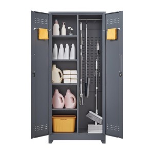 TiramisuBest 65"/73" Metal Lockers High Broom Tool Storage Cabinet Locking Doors Adjustable Shelves Waterproof Base Garage Kitchen - 1 of 4