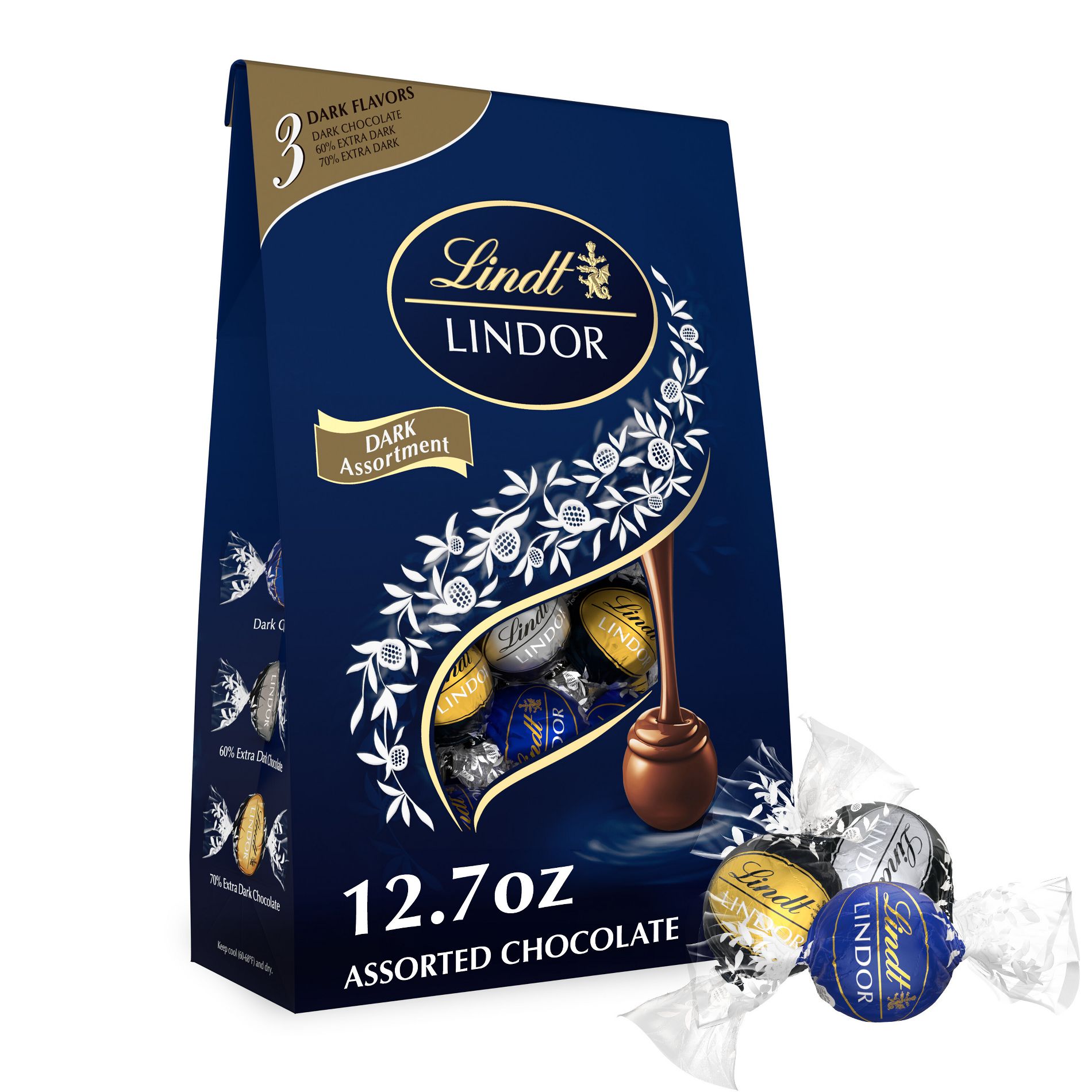 LINDOR, Lindt Dark Assorted Chocolate Bag - 12.7oz