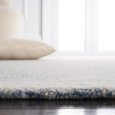 Handmade Blue Wool Tufted Non-slip 6' Square Rug