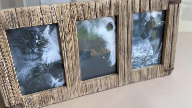 3 Photo Driftwood with Rivets Collage Picture Frame Wood, MDF, Metal & Glass by Foreside Home & Garden, 2 of 8, play video