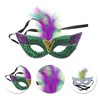 Unique Bargains Colorful Feather Sequins Half Face Party Mask 1 Pc - 3 of 4