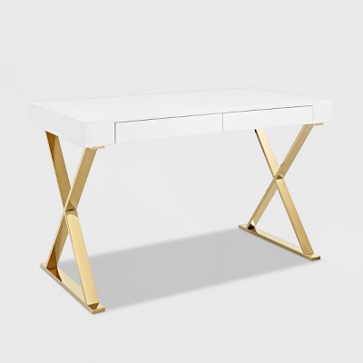 white and gold desk target