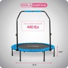 HolaHatha Foldable Mini Trampoline Home Gym Fitness Rebounder with 5 Level Adjustable Handle, Supportive 440 lb Capacity Workout Equipment, 40", Blue - 3 of 4