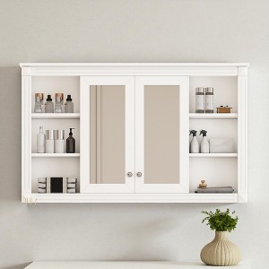 Mshliw 47" Wall Mounted Bathroom Mirror Cabinet with Adjustable Shelf & Open Storage, Modern Medicine Cabinet for Bathroom or Bedroom - 1 of 4