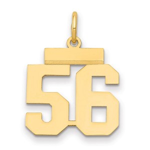 Black Bow Jewelry 14k Yellow Gold, Athletic Collection, Small Polished Number 56 Pendant - 1 of 3