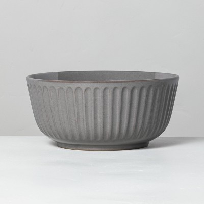 Large Fluted Stoneware Serve Bowl Gray - Hearth & Hand™ with Magnolia