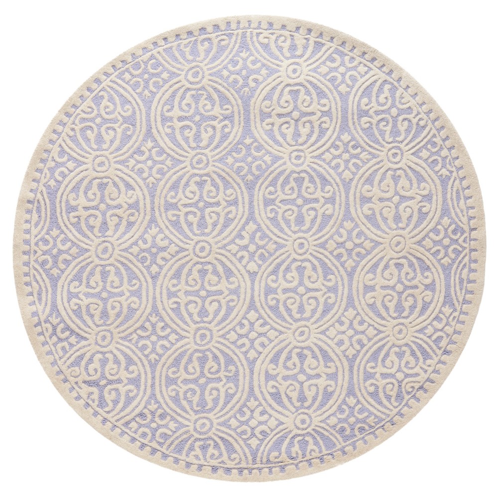 6' Round Lavender/Ivory Geometric Tufted Area Rug - Safavieh