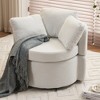 Vynxaria 31.5 Inch Beige Teddy Fabric Rotating Storage Accent Chairs with Back Cushions, 360' Degree Swivel,Ideal for Bedroom and Living Room - 2 of 4