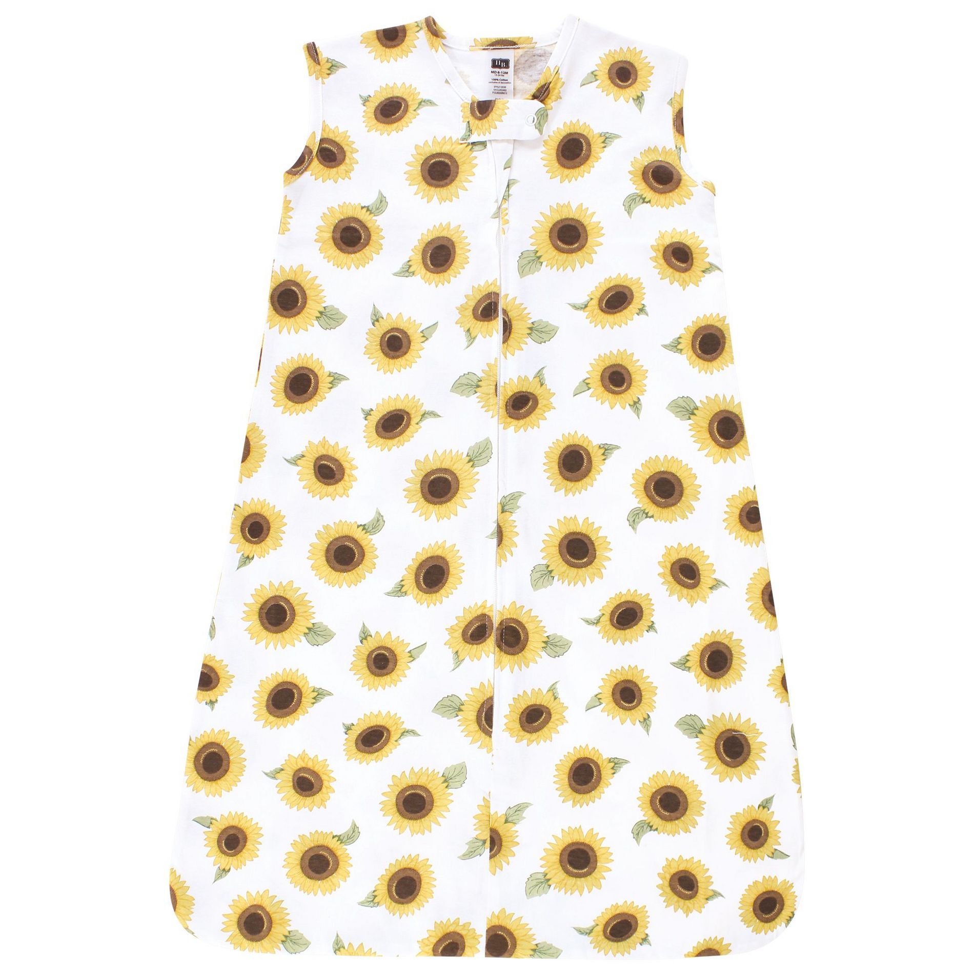 Hudson Baby Infant Girl Cotton Sleeveless Wearable Sleeping Bag, Sack, Blanket, Sunflower, 6-12 Months