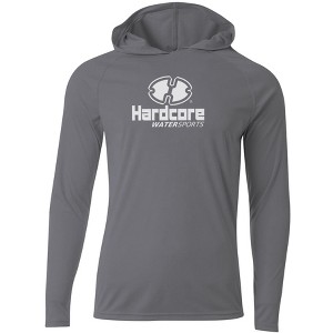 Hardcore Men's Long Sleeve Hooded Rash Guard Comfortable Performance Swim Shirt - 1 of 4