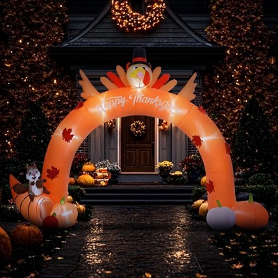 Whisen 9.7FT Thanksgiving Inflatables Turkey Archway Outdoor Decorations, Blow Up LED Yard Display for Holiday