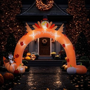 Whisen 9.7FT Thanksgiving Inflatables Turkey Archway Outdoor Decorations, Blow Up LED Yard Display for Holiday - 1 of 4