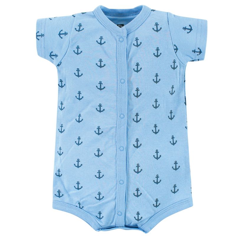 Hudson Baby Infant Boy Cotton Rompers 3pk, Blue Whale, 3 of 6