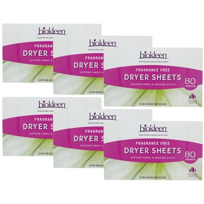 Biokleen Free & Clear Dryer Sheets Fragrance Free - Case of 6/80 ct