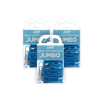 JAM Paper Colored Jumbo Paper Clips Large 2 Inch Baby Blue Paperclips 221819034B