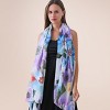 YOUZEY Petal Drift Lightweight Cotton Scarf with Tassels - Blue - 2 of 4