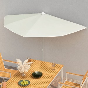 vidaXL Garden Half Parasol with Pole 70.9"x35.4" Sand - 1 of 4