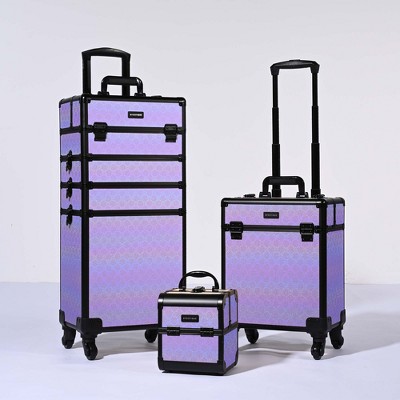 Byootique 3-Piece Makeup Train Cases Cosmetic Organizer Kit ForgetMeNo pattern