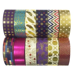 Wrapables Washi Tapes Decorative Masking Tapes, Set of 12 - 1 of 4