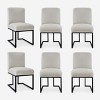 Set of 6 Upholstered Dining Chairs, Modern Fabric Kitchen Chairs with Black Metal Sled Base, Comfortable Padded Seat for Dining Room-Maison Boucle - 2 of 4