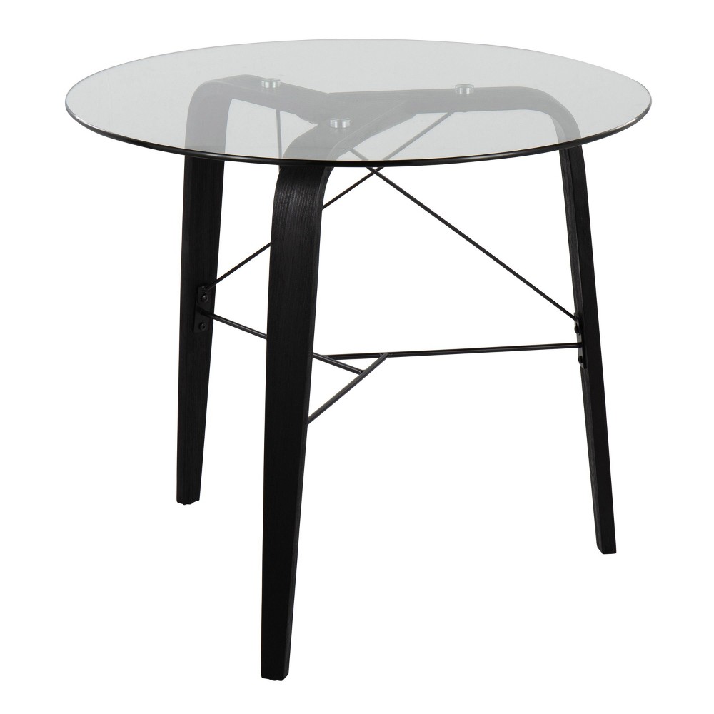 Photos - Garden & Outdoor Decoration LumiSource 34" Trilogy Round Dining Table Black/Clear Glass: Mid-Century Modern Style, Seats 4, Wood Base