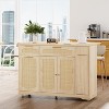 Kitchen Island with Foldable Leaf Top & Rattan Cabinets - 53.1" Countertop, 2 Drawers, Wheels with Brakes, Spice Rack, Mobile Prep Station - 3 of 4