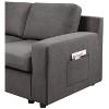 Waylon 119" Gray Polyester 4-Seater Sofa with Pockets - 4 of 4