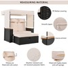 Outdoor Daybed with Canopy, 57'' Chaise Lounge Chair with Waist Pillow & Adjustable Backrest, Pool Sunbathing Recliners for Patio Porch Backyard - 3 of 4