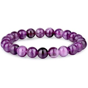 8mm Beaded Bracelets with Natural Gemstones for Women & Men, Elastic Adjustable Protection Crystal Bracelet - 1 of 4