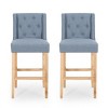 Counter Height Bar Stools Set Of 2,Fabric Tufted Wingback Kitchen Chairs,Armless Seat Height Dining Chairs With Wood Legs Footrest-Cuddlewood - 3 of 4